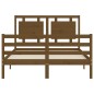 vidaXL Estructura de cama matrimonio con cabecero madera marrón miel vidaXL Estructura de cama matrimonio con cabecero madera marrón miel