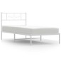 vidaXL Estructura de cama de metal con cabecero blanco 100x200 cm vidaXL Estructura de cama de metal con cabecero blanco 100x200 cm