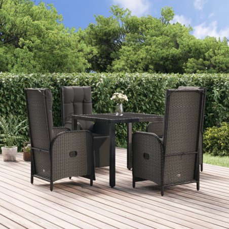 vidaXL Set de muebles jardín 5 pzas con cojines ratán sintético negro