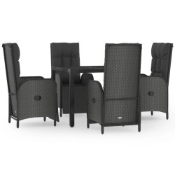vidaXL Set de muebles jardín 5 pzas con cojines ratán sintético negro