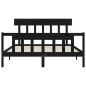 vidaXL Estructura cama de matrimonio con cabecero madera maciza negro vidaXL Estructura cama de matrimonio con cabecero madera maciza negro