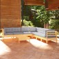 vidaXL Juego de muebles de jardín 8 pzas y cojines madera maciza pino vidaXL Juego de muebles de jardín 8 pzas y cojines madera maciza pino