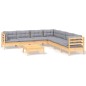 vidaXL Juego de muebles de jardín 8 pzas y cojines madera maciza pino vidaXL Juego de muebles de jardín 8 pzas y cojines madera maciza pino