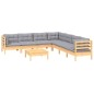 vidaXL Juego de muebles de jardín 8 pzas y cojines madera maciza pino vidaXL Juego de muebles de jardín 8 pzas y cojines madera maciza pino