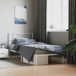 vidaXL Estructura de cama de metal con cabecero blanco 90x190 cm