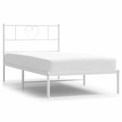 vidaXL Estructura de cama de metal con cabecero blanco 90x190 cm