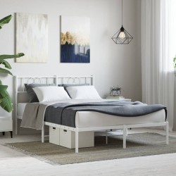 vidaXL Estructura de cama de metal con cabecero blanca 120x200 cm