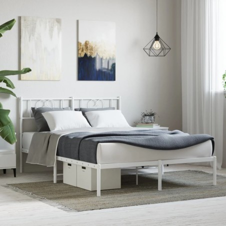 vidaXL Estructura de cama de metal con cabecero blanca 140x190 cm