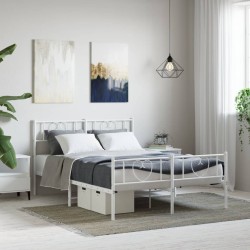 vidaXL Estructura cama metal con cabecero y estribo blanco 140x200 cm