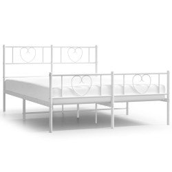 vidaXL Estructura cama metal con cabecero y estribo blanco 140x200 cm