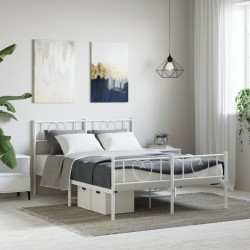 vidaXL Estructura cama metal con cabecero y estribo blanco 160x200 cm