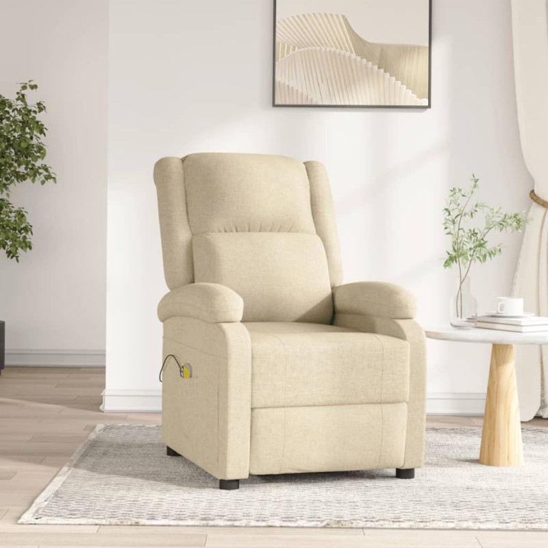 vidaXL Sillón de masaje eléctrico tela color crema vidaXL Sillón de masaje eléctrico tela color crema