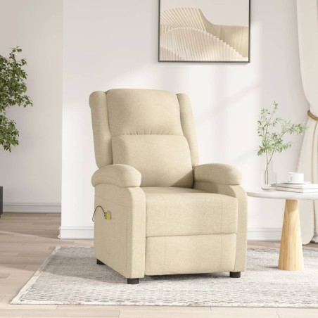 vidaXL Sillón de masaje eléctrico tela color crema