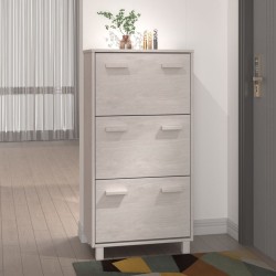 vidaXL Zapatero HAMAR madera maciza de pino blanca 59,5x35x117 cm