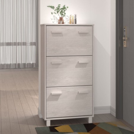 vidaXL Zapatero HAMAR madera maciza de pino blanca 59,5x35x117 cm