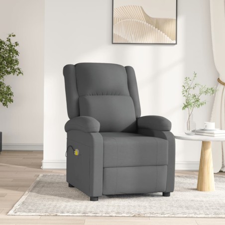 vidaXL Sillón de masaje eléctrico tela gris oscuro