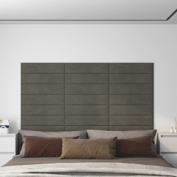 vidaXL Paneles de pared 12 uds terciopelo gris oscuro 60x15 cm 1,08 m²