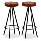 vidaXL Taburetes de barra de cocina 2 unidades cuero auténtico vidaXL Taburetes de barra de cocina 2 unidades cuero auténtico
