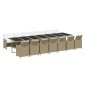 vidaXL Set comedor de jardín 15 pzas con cojines ratán sintético beige vidaXL Set comedor de jardín 15 pzas con cojines ratán sintético beige