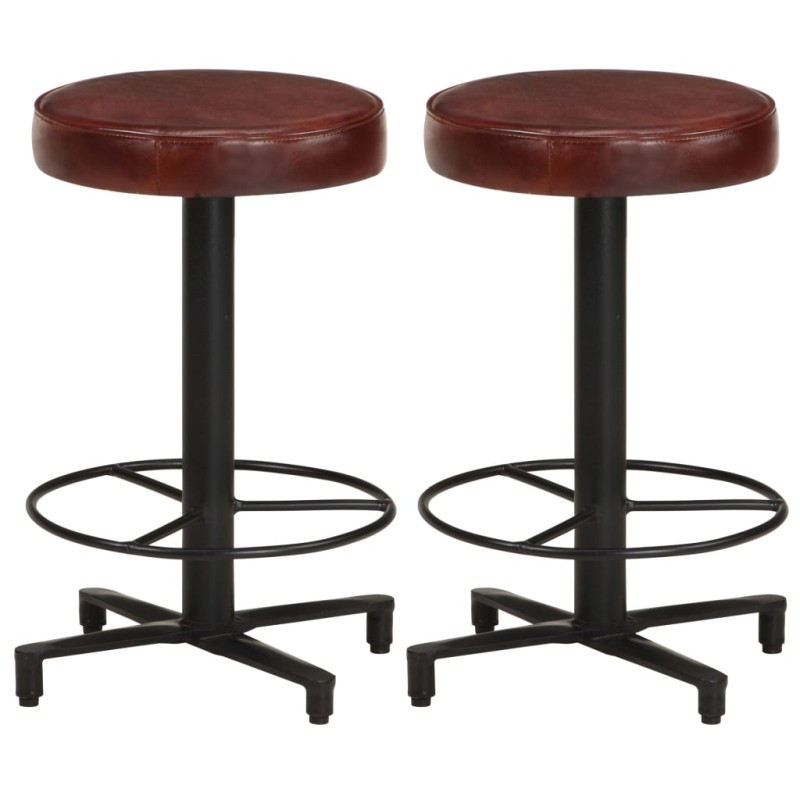 vidaXL Taburetes de barra de cocina 2 unidades cuero auténtico 52 cm vidaXL Taburetes de barra de cocina 2 unidades cuero auténtico 52 cm