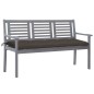 vidaXL Banco de jardín 3 plazas madera eucalipto gris y cojín 150 cm vidaXL Banco de jardín 3 plazas madera eucalipto gris y cojín 150 cm