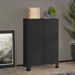 vidaXL Baúl de almacenaje industrial metal negro 75x40x115 cm