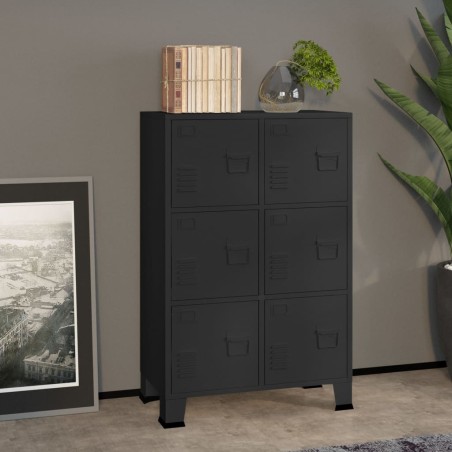 vidaXL Baúl de almacenaje industrial metal negro 75x40x115 cm