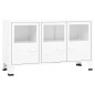 vidaXL Aparador industrial de metal y vidrio blanco 105x35x62 cm vidaXL Aparador industrial de metal y vidrio blanco 105x35x62 cm
