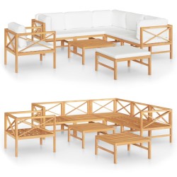 vidaXL Set de muebles de jardín 8 pzas madera de teca y cojines crema
