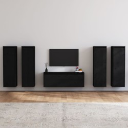 vidaXL Muebles para TV 5 piezas madera maciza de pino negro