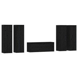 vidaXL Muebles para TV 5 piezas madera maciza de pino negro