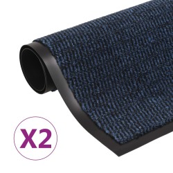 vidaXL Alfombras de entrada rectangulares de nudo 2 uds azul 60x90 cm