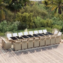 vidaXL Set comedor de jardín 21 pzas con cojines ratán sintético beige