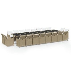vidaXL Set comedor de jardín 21 pzas con cojines ratán sintético beige