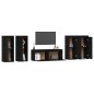 vidaXL Muebles para TV 5 piezas madera maciza de pino negro vidaXL Muebles para TV 5 piezas madera maciza de pino negro