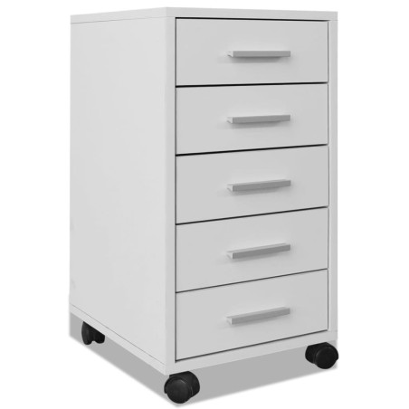 vidaXL Cajonera de oficina con ruedas 5 cajones blanco