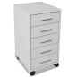 vidaXL Cajonera de oficina con ruedas 5 cajones blanco vidaXL Cajonera de oficina con ruedas 5 cajones blanco