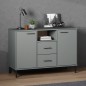 vidaXL Aparador con patas metal OSLO madera maciza gris 113x40x77 cm vidaXL Aparador con patas metal OSLO madera maciza gris 113x40x77 cm