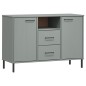 vidaXL Aparador con patas metal OSLO madera maciza gris 113x40x77 cm vidaXL Aparador con patas metal OSLO madera maciza gris 113x40x77 cm