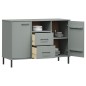 vidaXL Aparador con patas metal OSLO madera maciza gris 113x40x77 cm vidaXL Aparador con patas metal OSLO madera maciza gris 113x40x77 cm