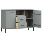 vidaXL Aparador con patas metal OSLO madera maciza gris 113x40x77 cm vidaXL Aparador con patas metal OSLO madera maciza gris 113x40x77 cm