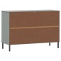 vidaXL Aparador con patas metal OSLO madera maciza gris 113x40x77 cm vidaXL Aparador con patas metal OSLO madera maciza gris 113x40x77 cm