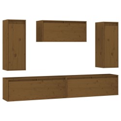 vidaXL Muebles para TV 5 piezas madera maciza de pino marrón miel