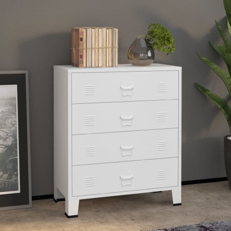 vidaXL Cajoner industrial de metal blanca 78x40x93 cm