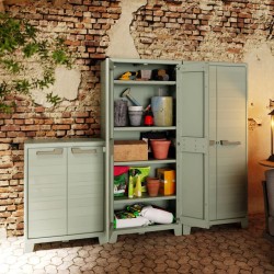 Keter Armario de almacenaje multiusos para jardín Planet gris jade