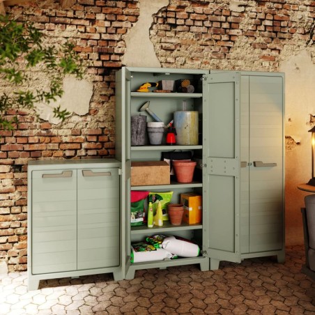 Keter Armario de almacenaje multiusos para jardín Planet gris jade