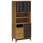 vidaXL Aparador alto con puertas vidrio FLAM madera pino 80x40x180 cm vidaXL Aparador alto con puertas vidrio FLAM madera pino 80x40x180 cm