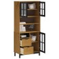 vidaXL Aparador alto con puertas vidrio FLAM madera pino 80x40x180 cm vidaXL Aparador alto con puertas vidrio FLAM madera pino 80x40x180 cm