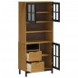 vidaXL Aparador alto con puertas vidrio FLAM madera pino 80x40x180 cm vidaXL Aparador alto con puertas vidrio FLAM madera pino 80x40x180 cm