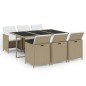 vidaXL Set comedor de jardín 7 pzas con cojines ratán sintético beige vidaXL Set comedor de jardín 7 pzas con cojines ratán sintético beige